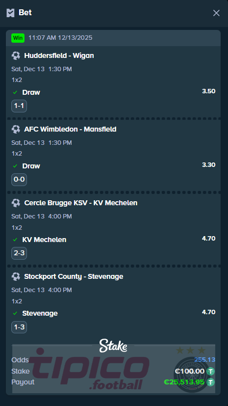 vip fixed matches 13.12.2025