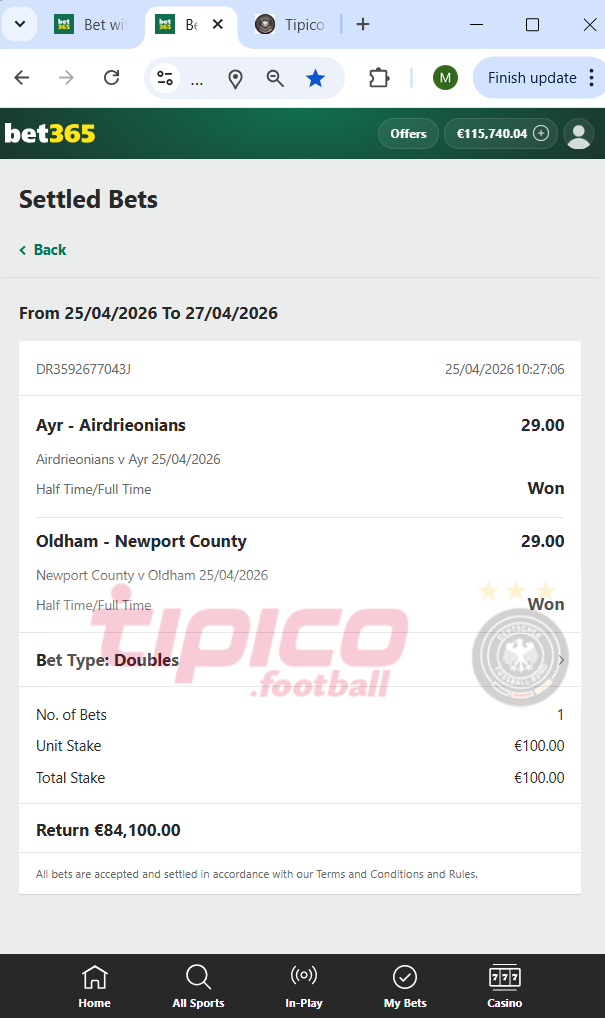 fixed matches ht ft 25.04.2026