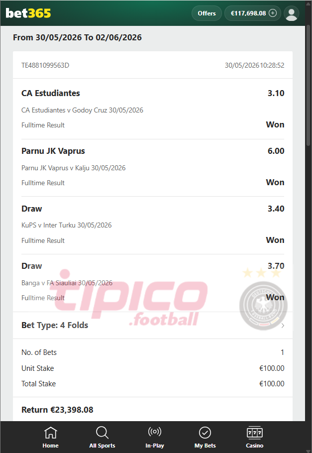 vip fixed matches 30.05.2026