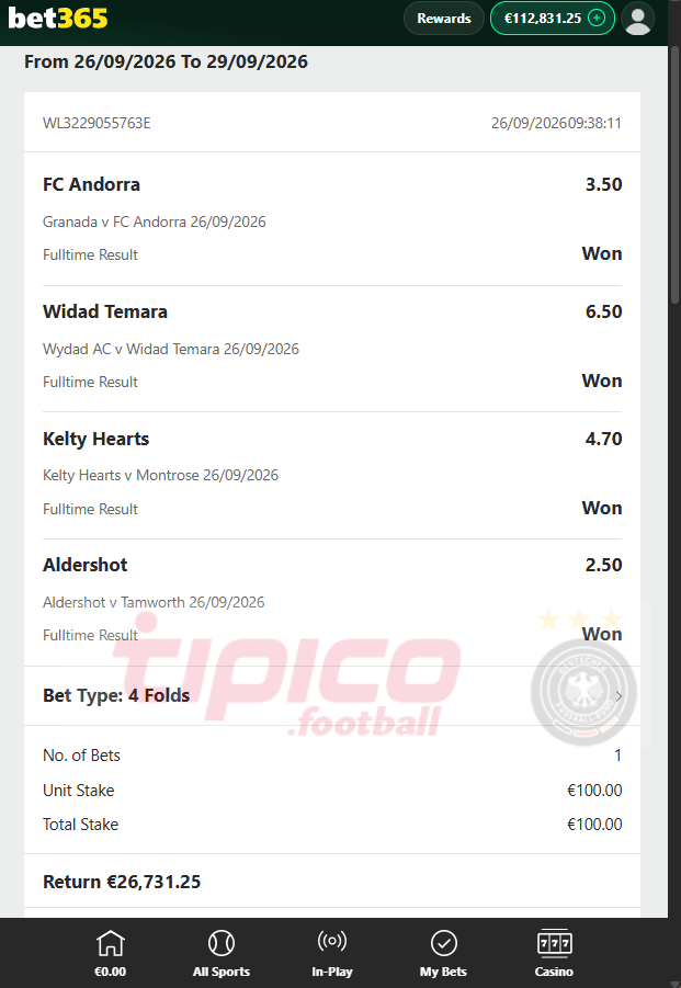 vip fixed matches 26.09.2026